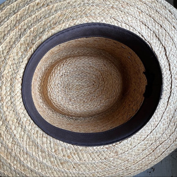 Raffia Straw Woven Tan Sun Hat with Tropical Band - Picture 9 of 13